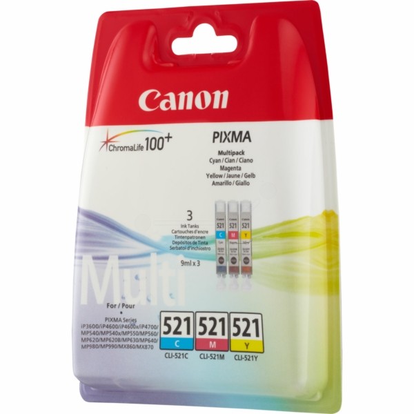 Canon Tintenpatrone CLI-521CL C,M,Y 2934B007 Multipack
