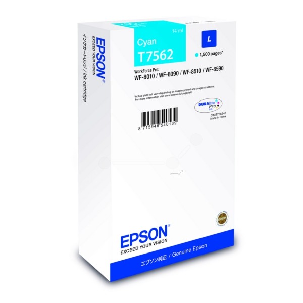 Epson Tintenpatrone T7562 cyan C13T756240
