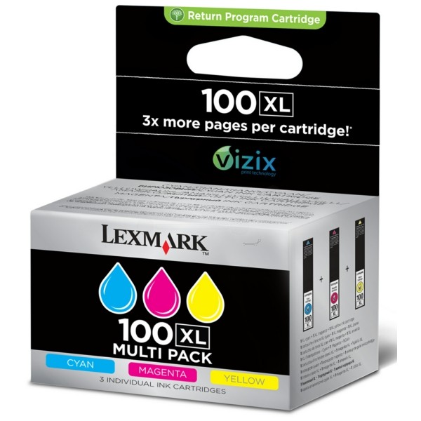 Lexmark Tintenpatrone Nr. 100XL C,M,Y 14N0850E Multipack